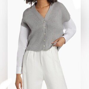 Naadam Gauze Mixed Media Cardigan XS